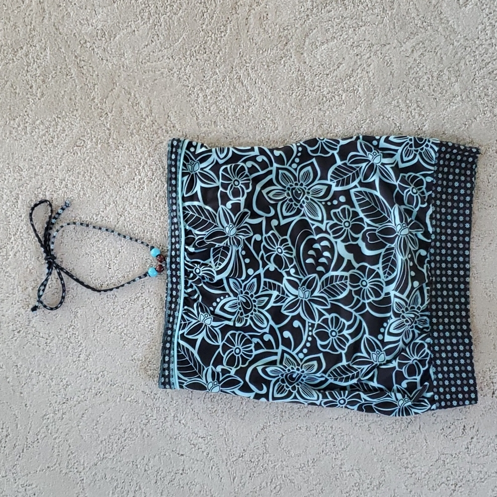 FANG Size Medium Halter top Tube Style with Beaded Necktie